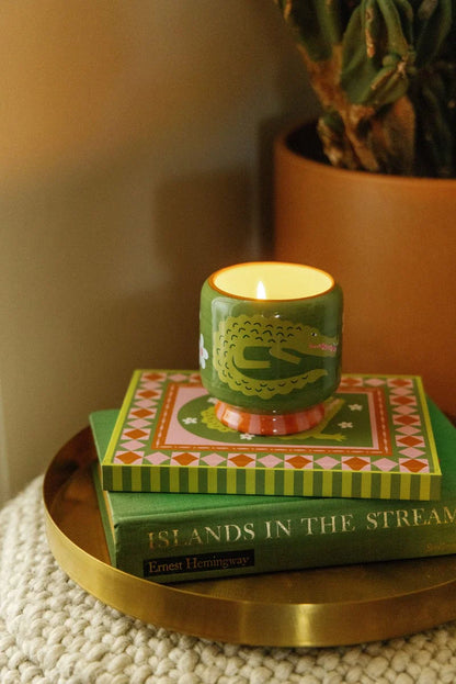 A DOPO CROCODILE CERAMIC CANDLE PRICKLY PEAR