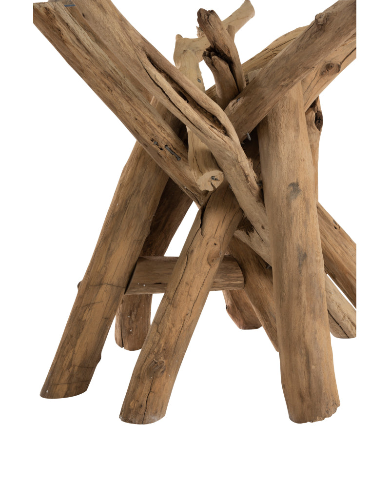 TABLE ROND BRCH BOIS/VERRE NATUREL