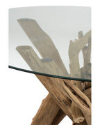 TABLE ROND BRCH BOIS/VERRE NATUREL